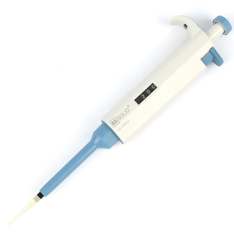 U.S. Solid 20-200 μL Single Channel Pipette - Adjustable Scientific Micropipette High Accuracy Pipettor - Image 1